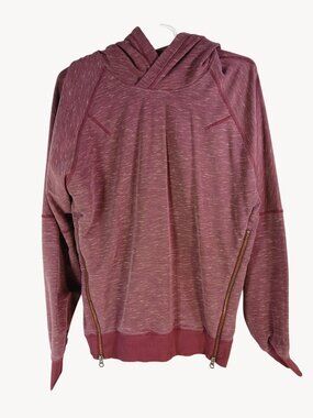 Lululemon Womens Burgundy Hoodie Om Roam Size 8 Heathered Berry Side Zippers